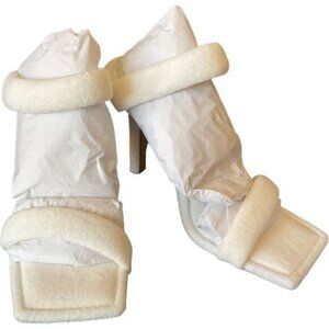 Good American High Heel Square Toe Sandals Size 7 Style GA354T-X White Terry